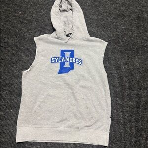 Pennant Gray Sleeveless Hoodie with Blue Graphic Sycamores